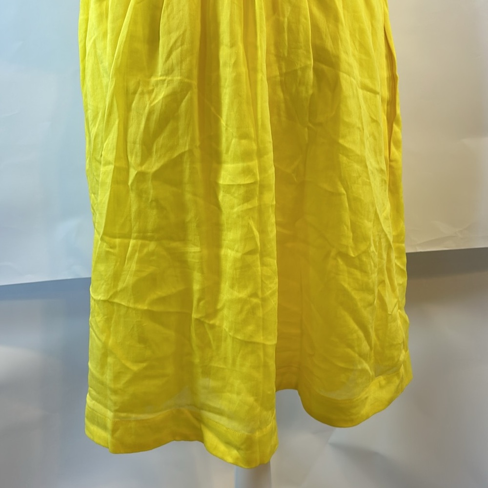 Draper James RSVP | Smocked Waist Yellow Linen Blend Dress | Medium - Picture 14 of 15